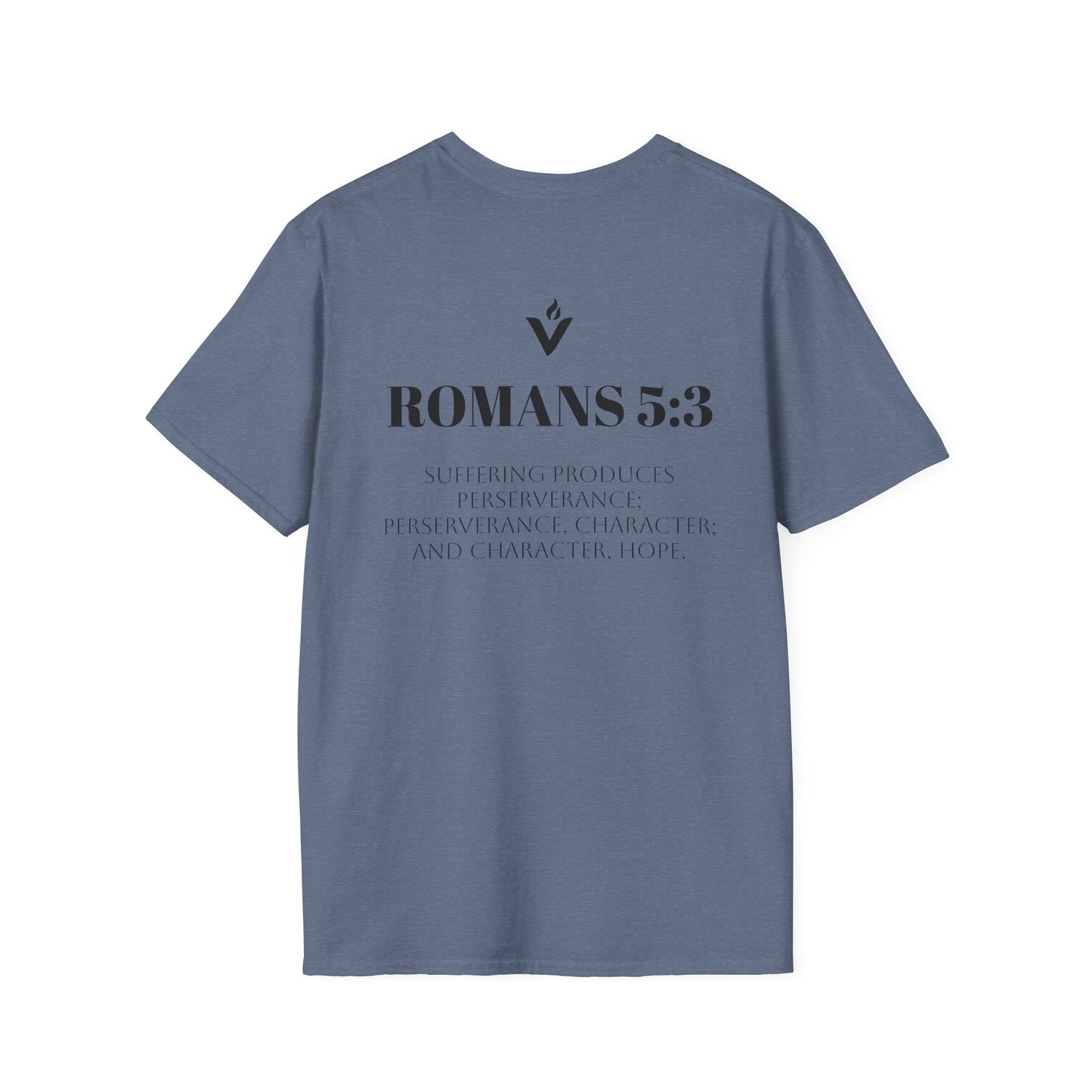 Romans 5:3 Scripture Circle T-Shirt | Built to Endure Prayer to Power