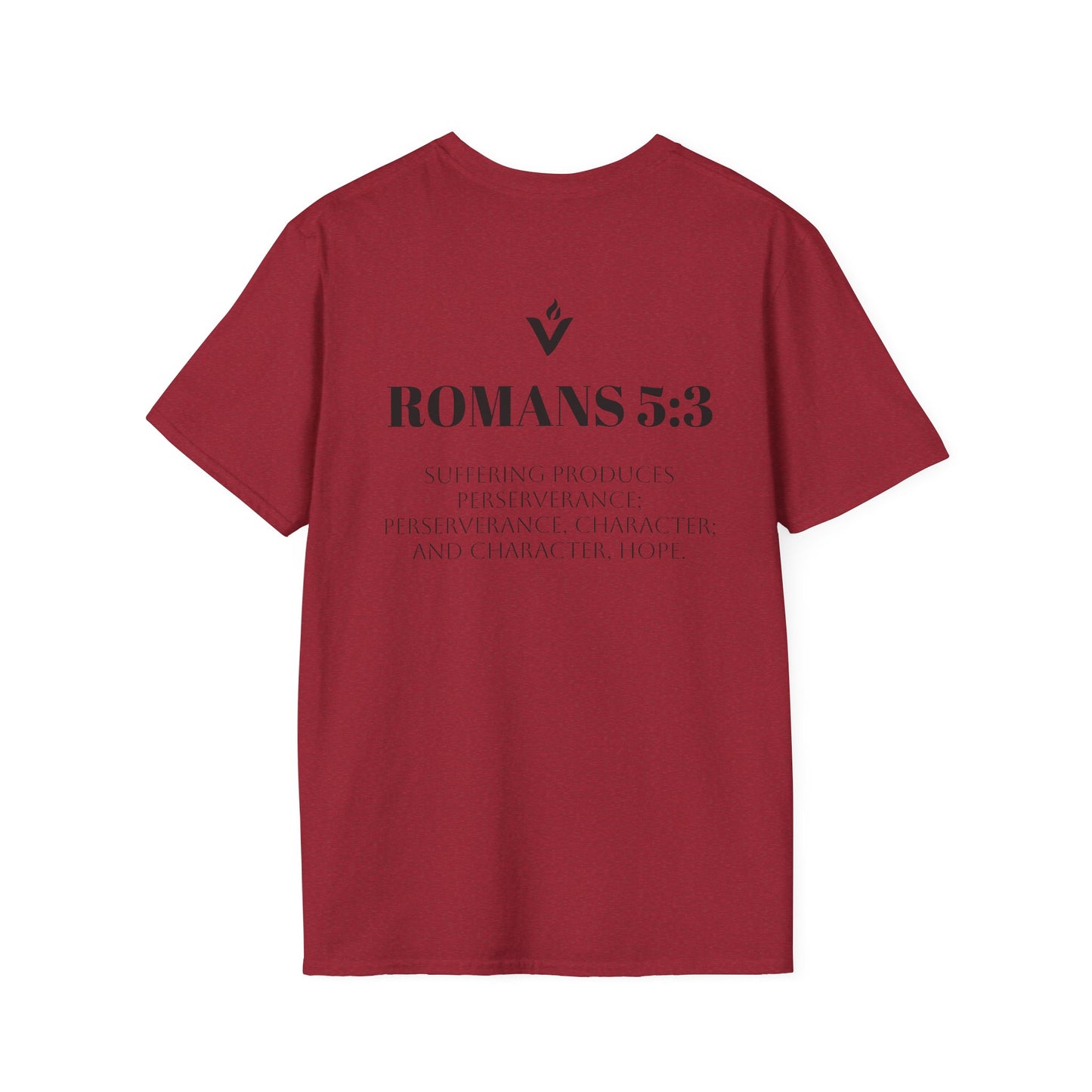 Romans 5:3 Scripture Circle T-Shirt | Built to Endure Prayer to Power