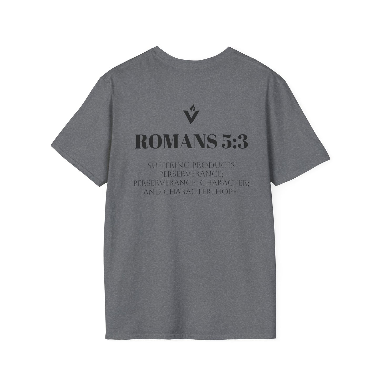 Romans 5:3 Scripture Circle T-Shirt | Built to Endure Prayer to Power