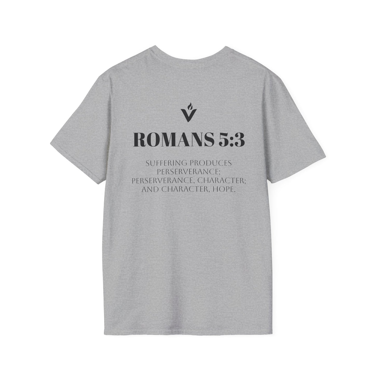 Romans 5:3 Scripture Circle T-Shirt | Built to Endure Prayer to Power