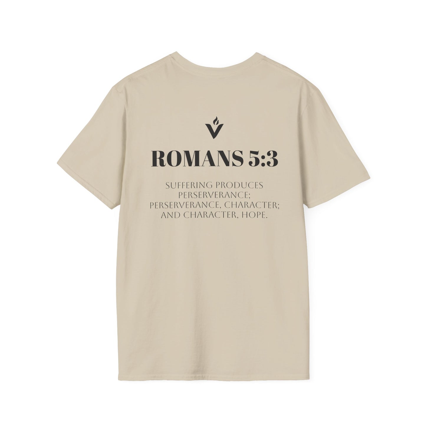 Romans 5:3 Scripture Circle T-Shirt | Built to Endure Prayer to Power