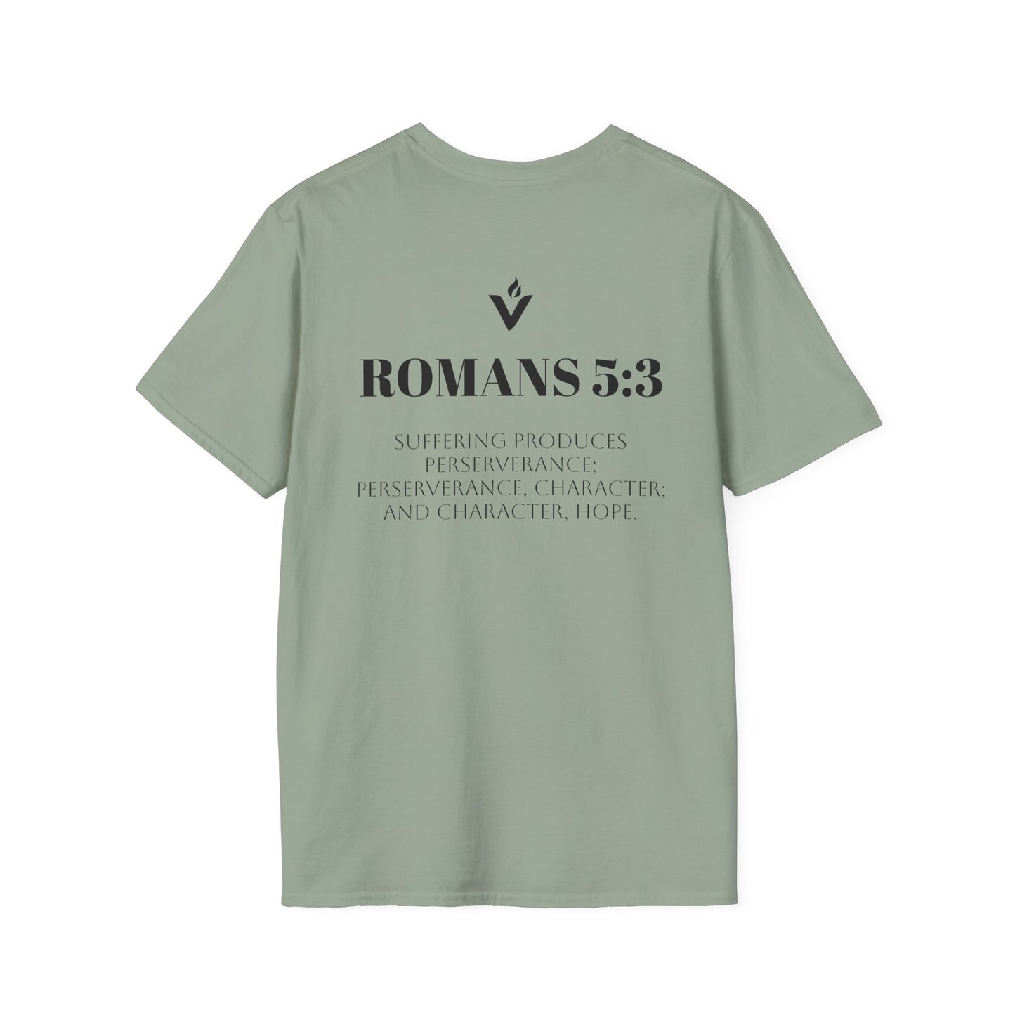 Romans 5:3 Scripture Circle T-Shirt | Built to Endure Prayer to Power