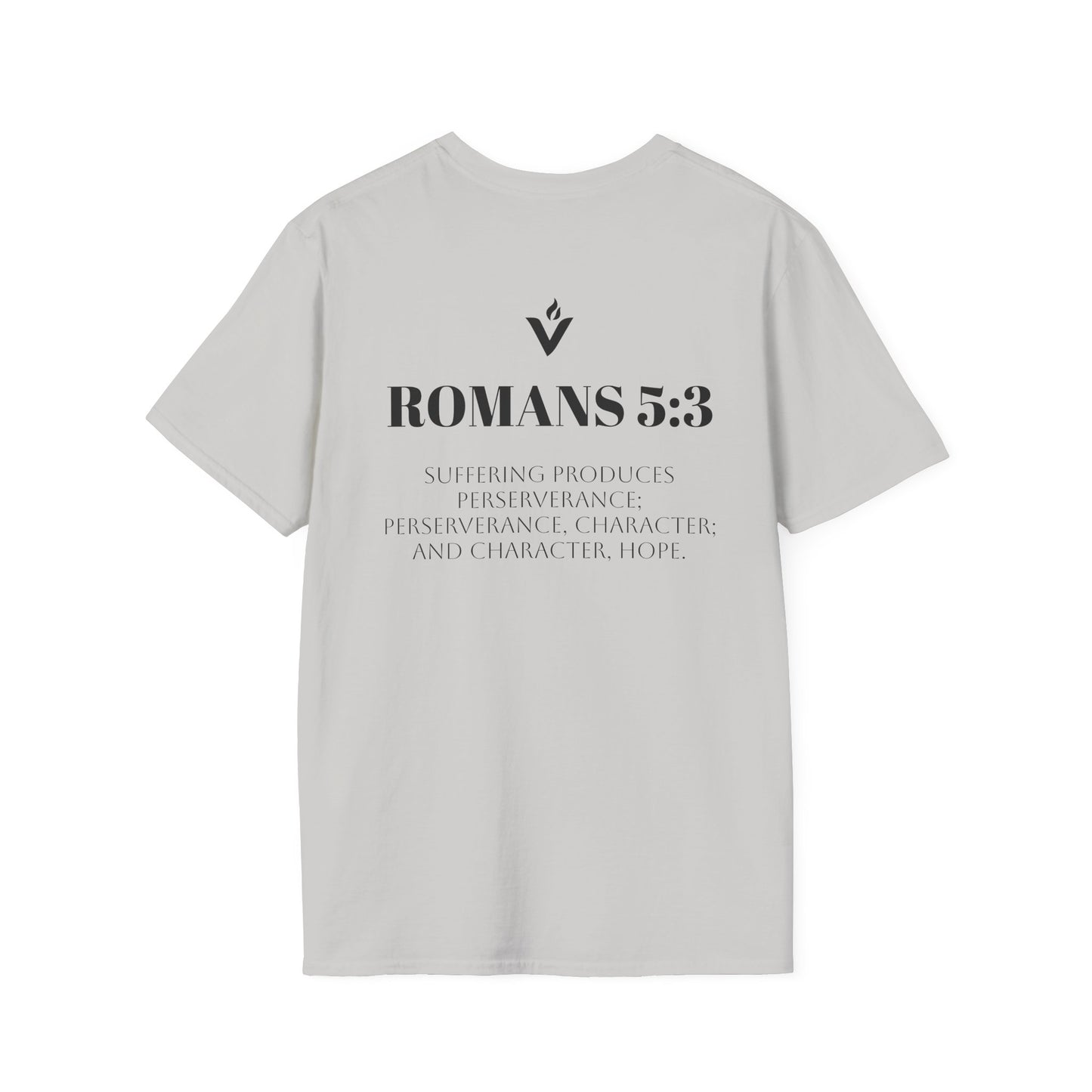 Romans 5:3 Scripture Circle T-Shirt | Built to Endure Prayer to Power