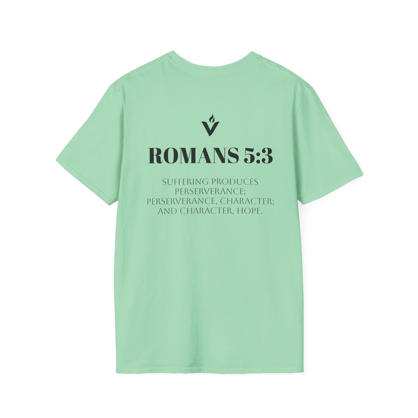 Romans 5:3 Scripture Circle T-Shirt | Built to Endure Prayer to Power